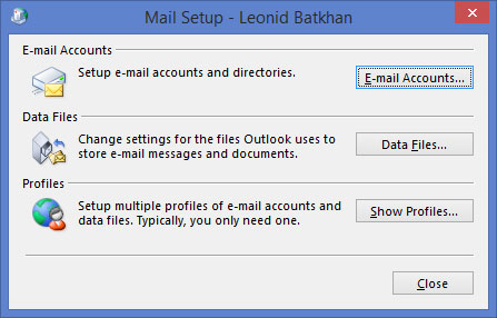 Microsoft Mail Setup screen