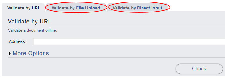 W3C HTML validator by File Upload or by Direct Input